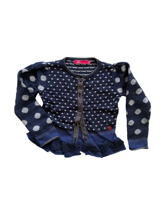 CAKEWALK Strickjacke dunkelblau weiß Glitzer Wolle 86/92