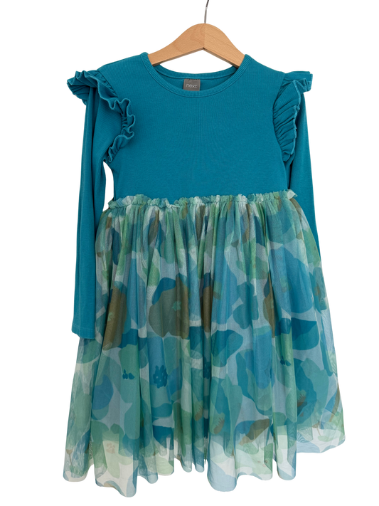 NEXT Kleid Ripp Türkis Tüll 110