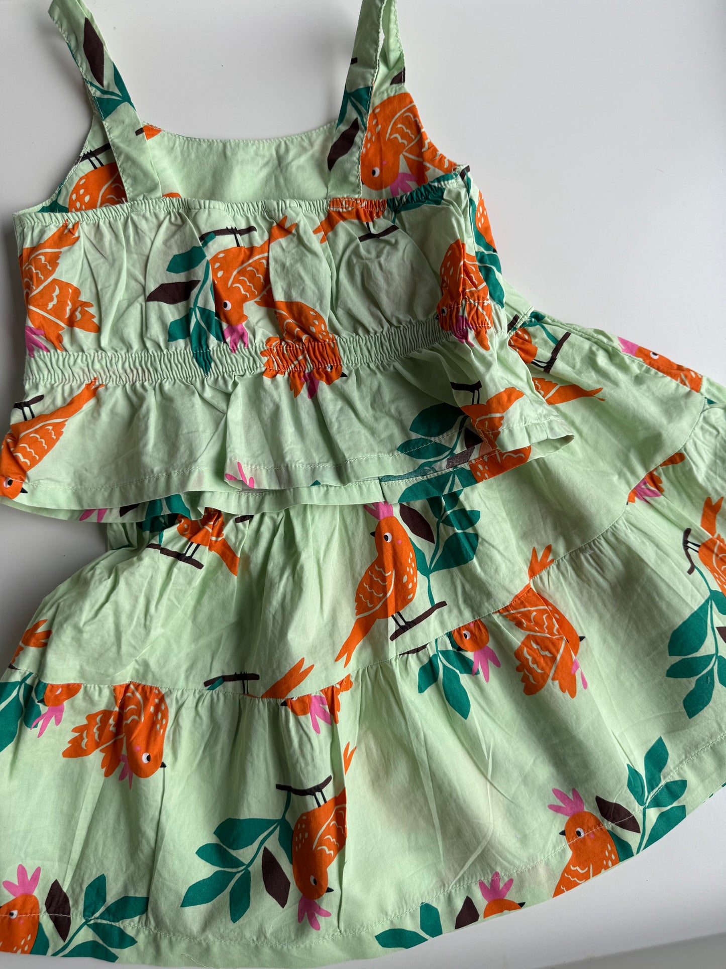 H&M Set Rock Oberteil Vögel grün 98/104