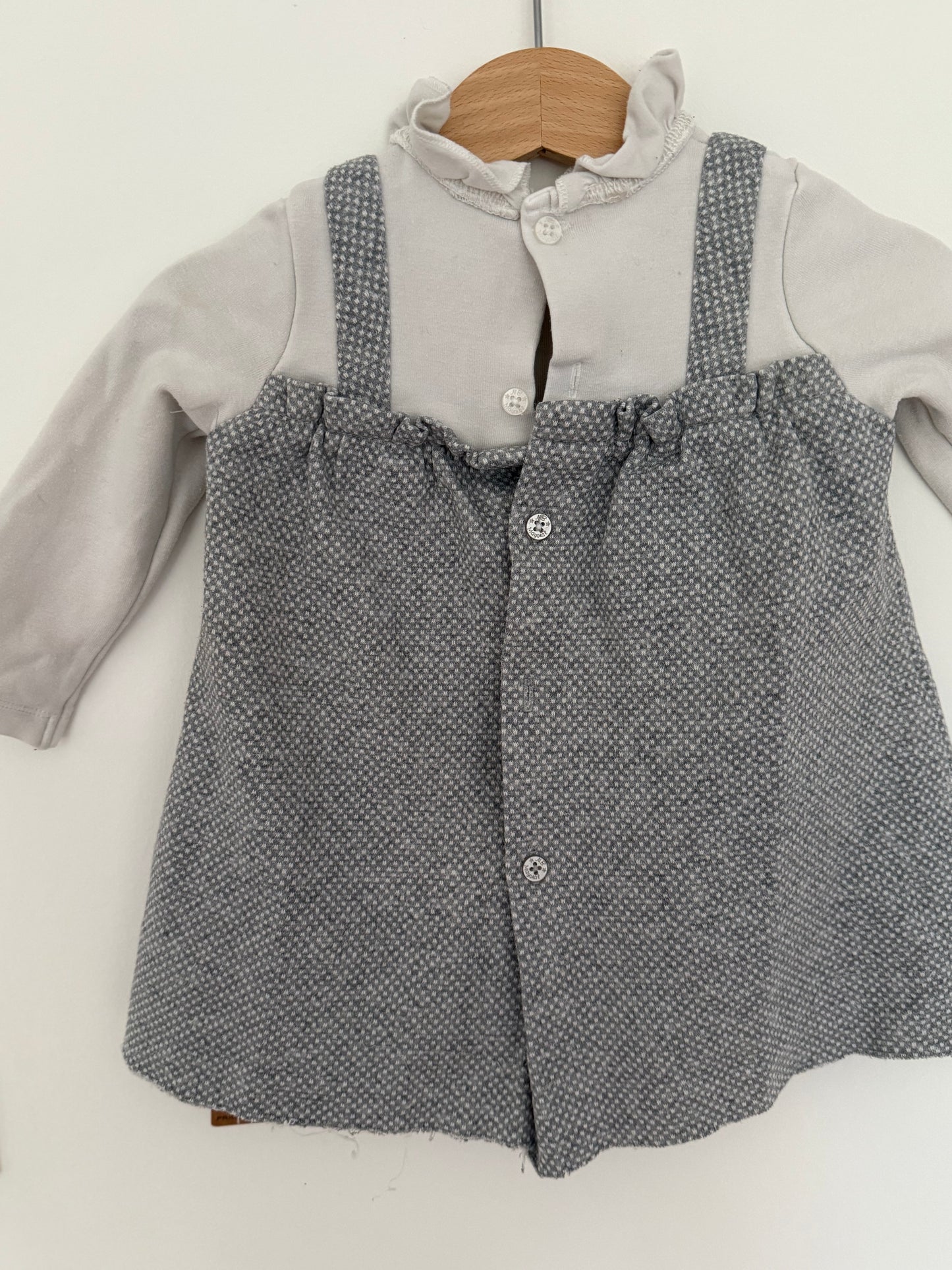 MAYORAL Kleid grau weiß festlich 80