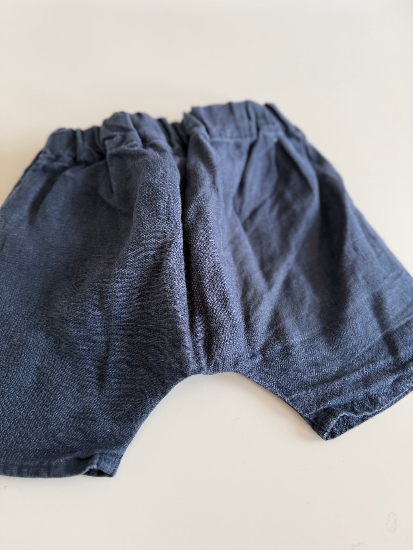 LEEVJE Shorts kurze Hose Leinen dunkelblau 62/68