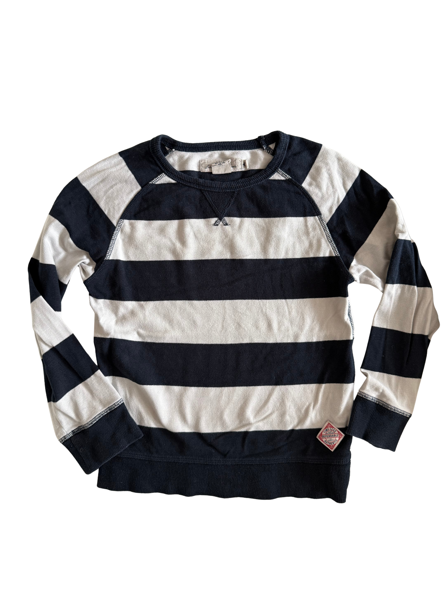 H&M Sweatshirt Piqué blau weiß gestreift 122/128