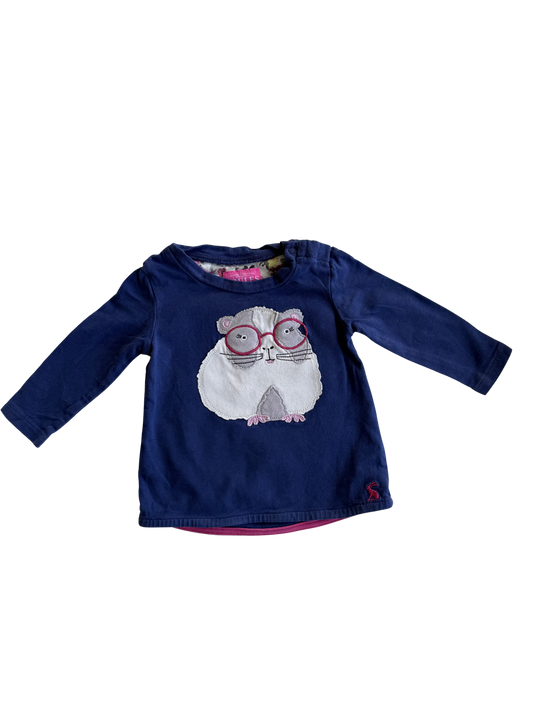 JOULES Langarmshirt Hamster blau 62/68