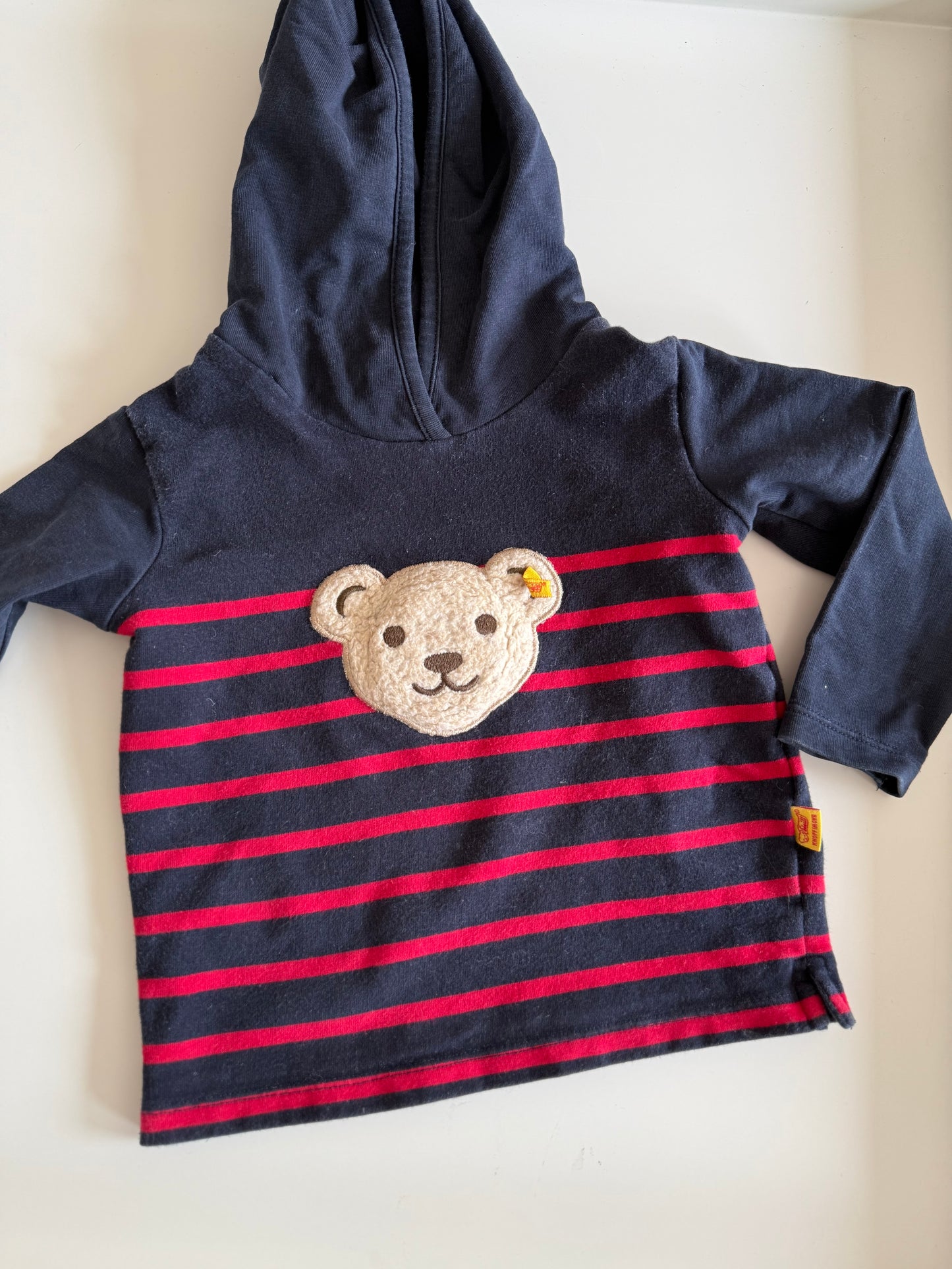 STEIFF Kapuzen Sweatshirt blau rot Bärchen 74