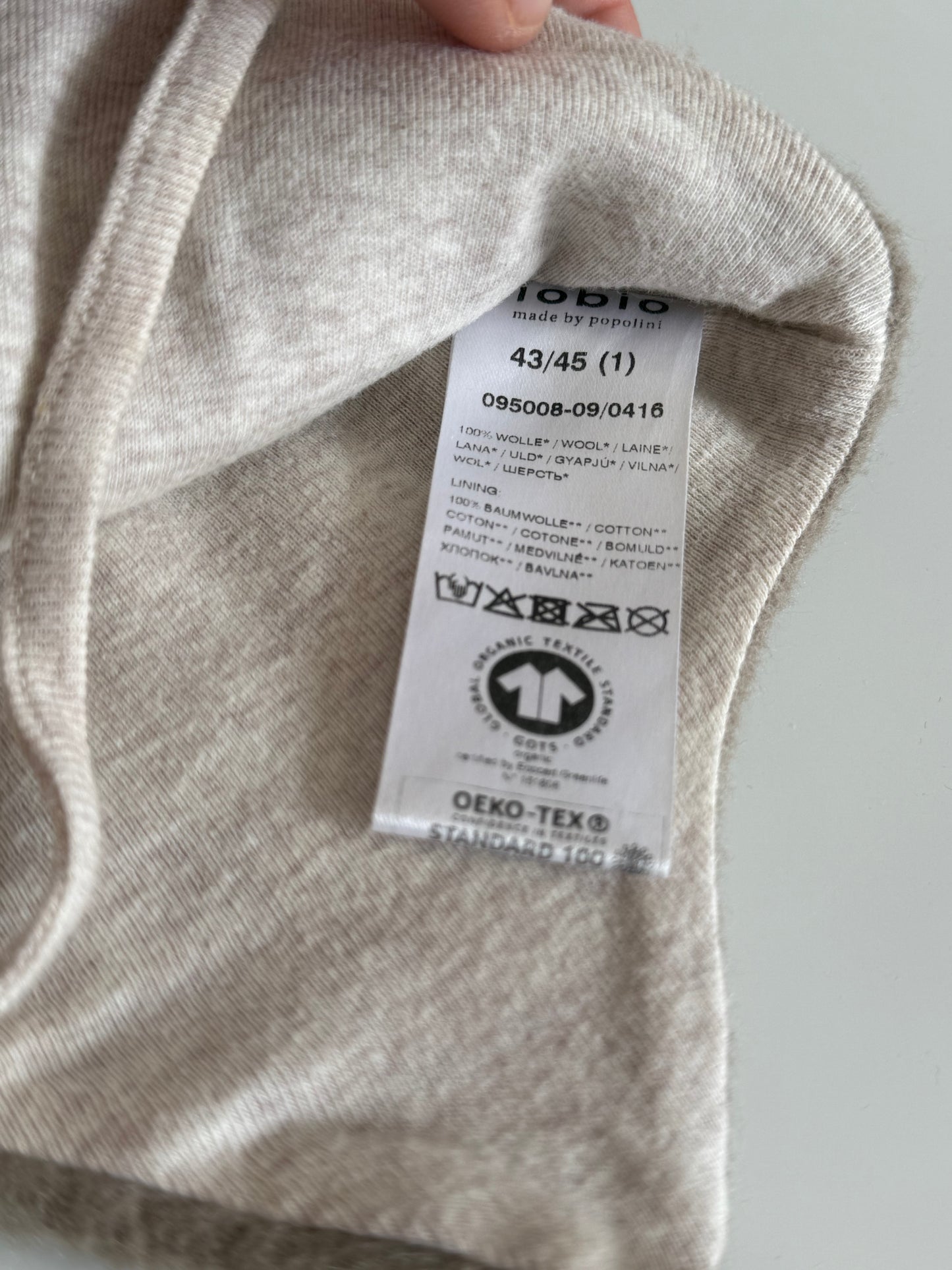 Mütze Inka Haube Wollfleece Baby Popolini iobio 43/45