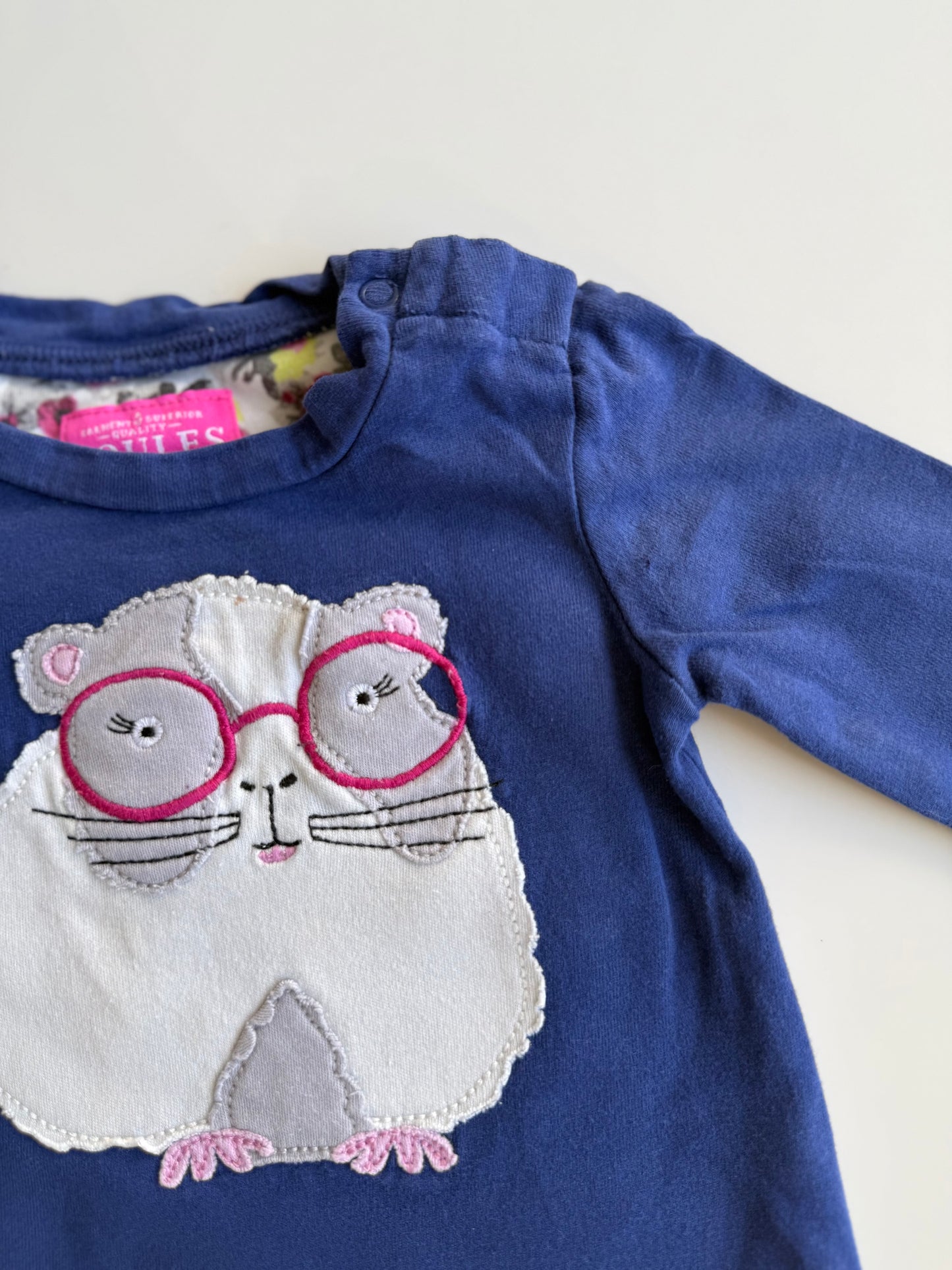 JOULES Langarmshirt Hamster blau 62/68