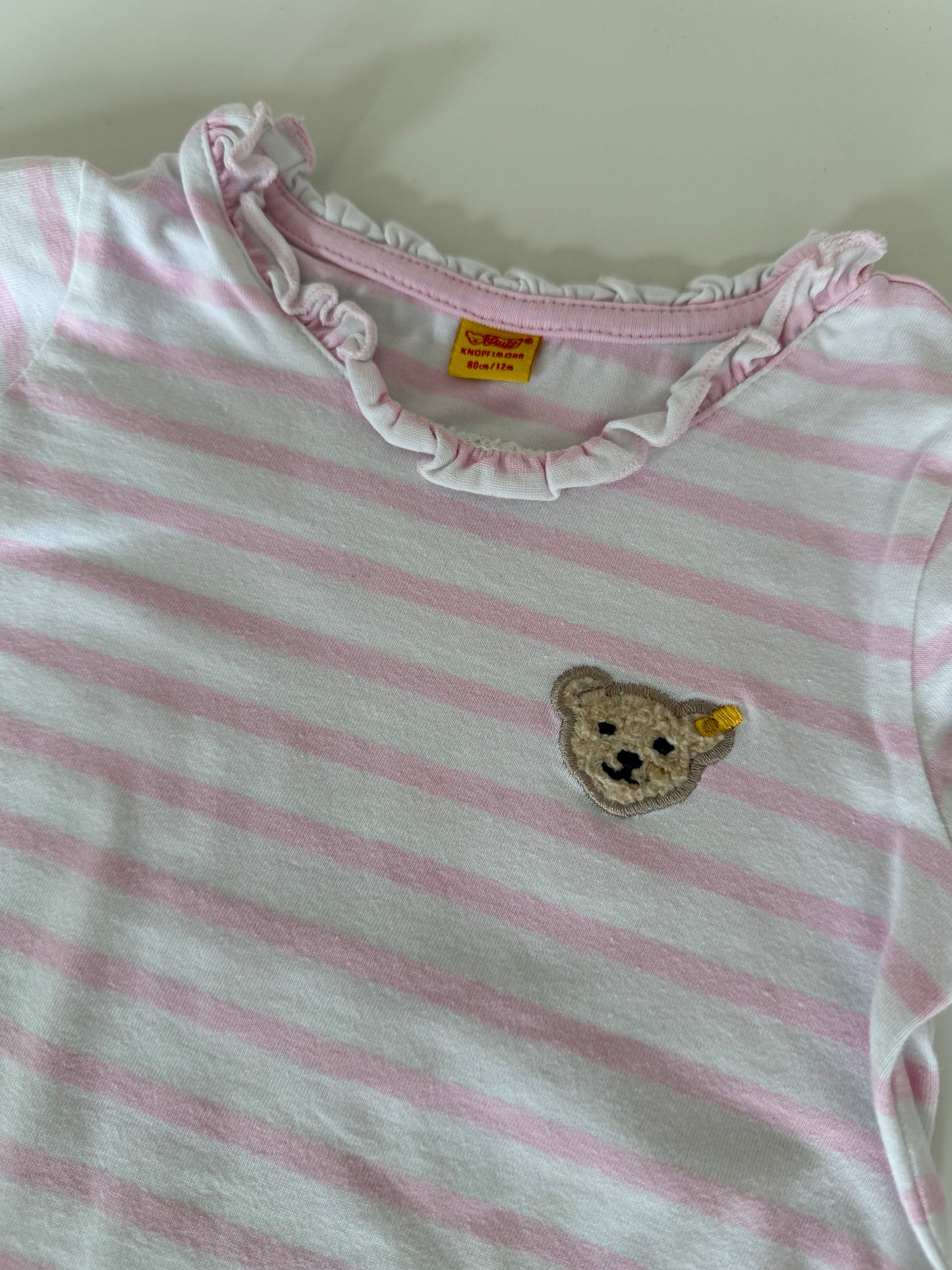 STEIFF Langarmshirt rosa weiß Bärchen 80