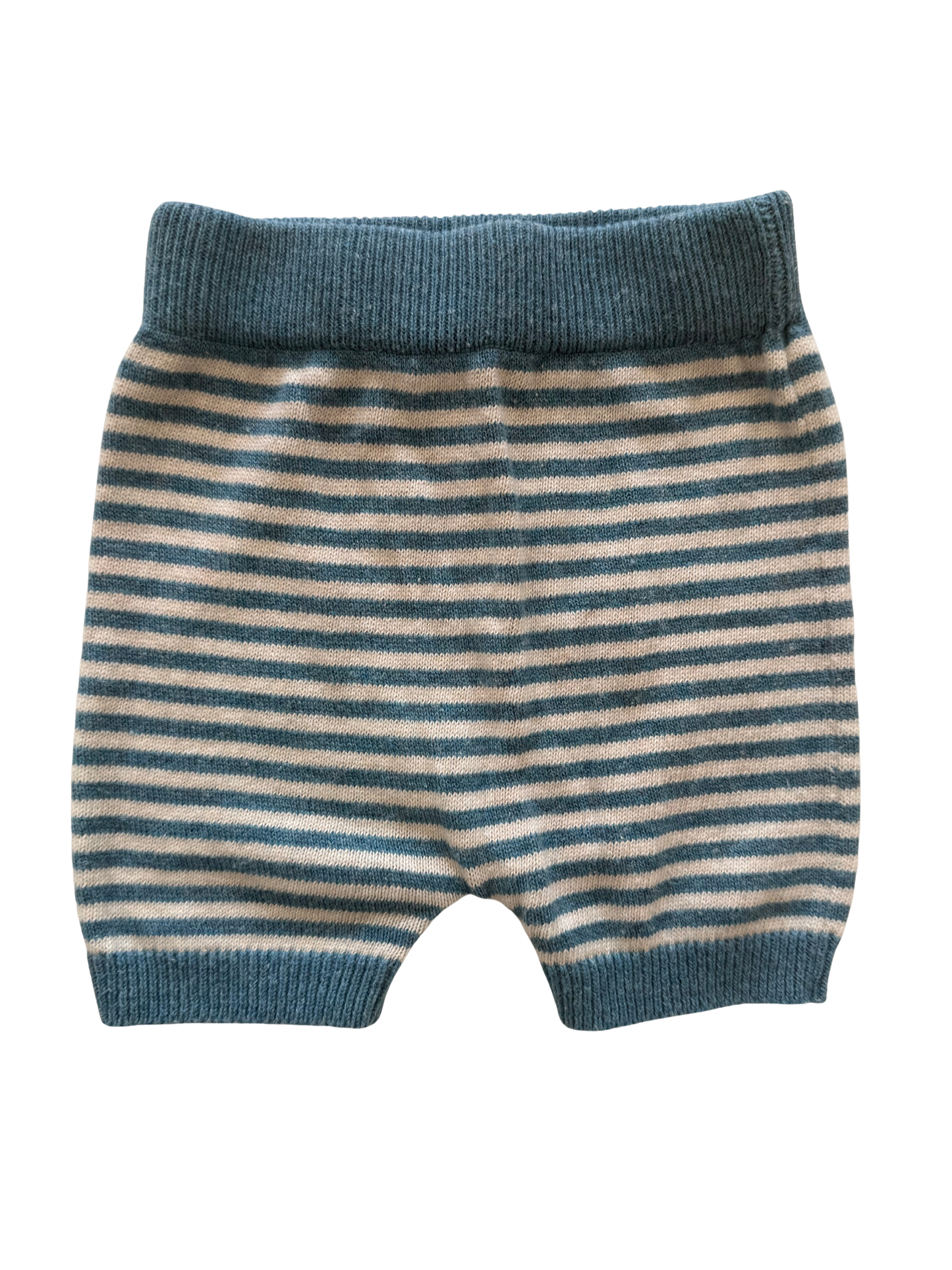 PURI ORGANIC Hose Strick Shorts blau weiß 50/56