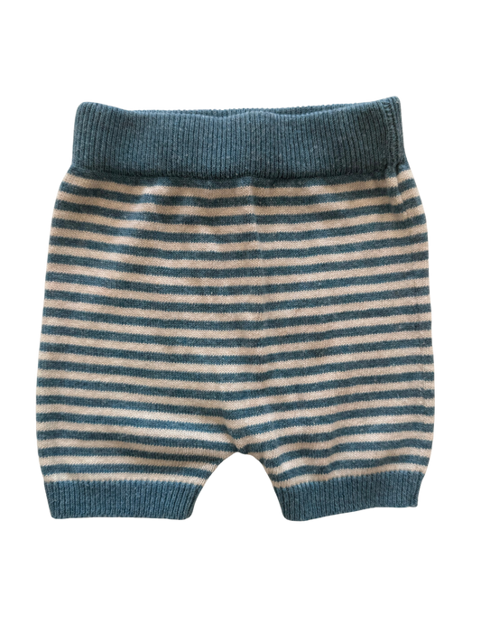 PURI ORGANIC Hose Strick Shorts blau weiß 50/56