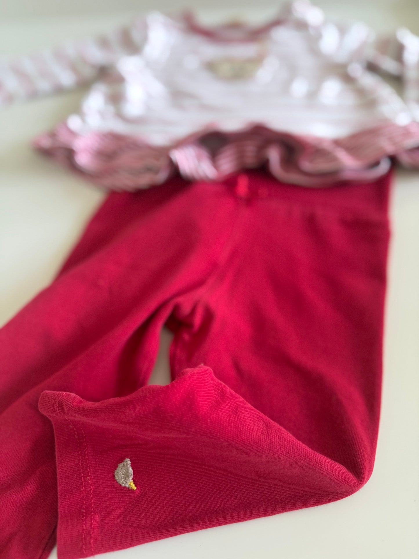 STEIFF Set Hose und Oberteil rot weiß 62