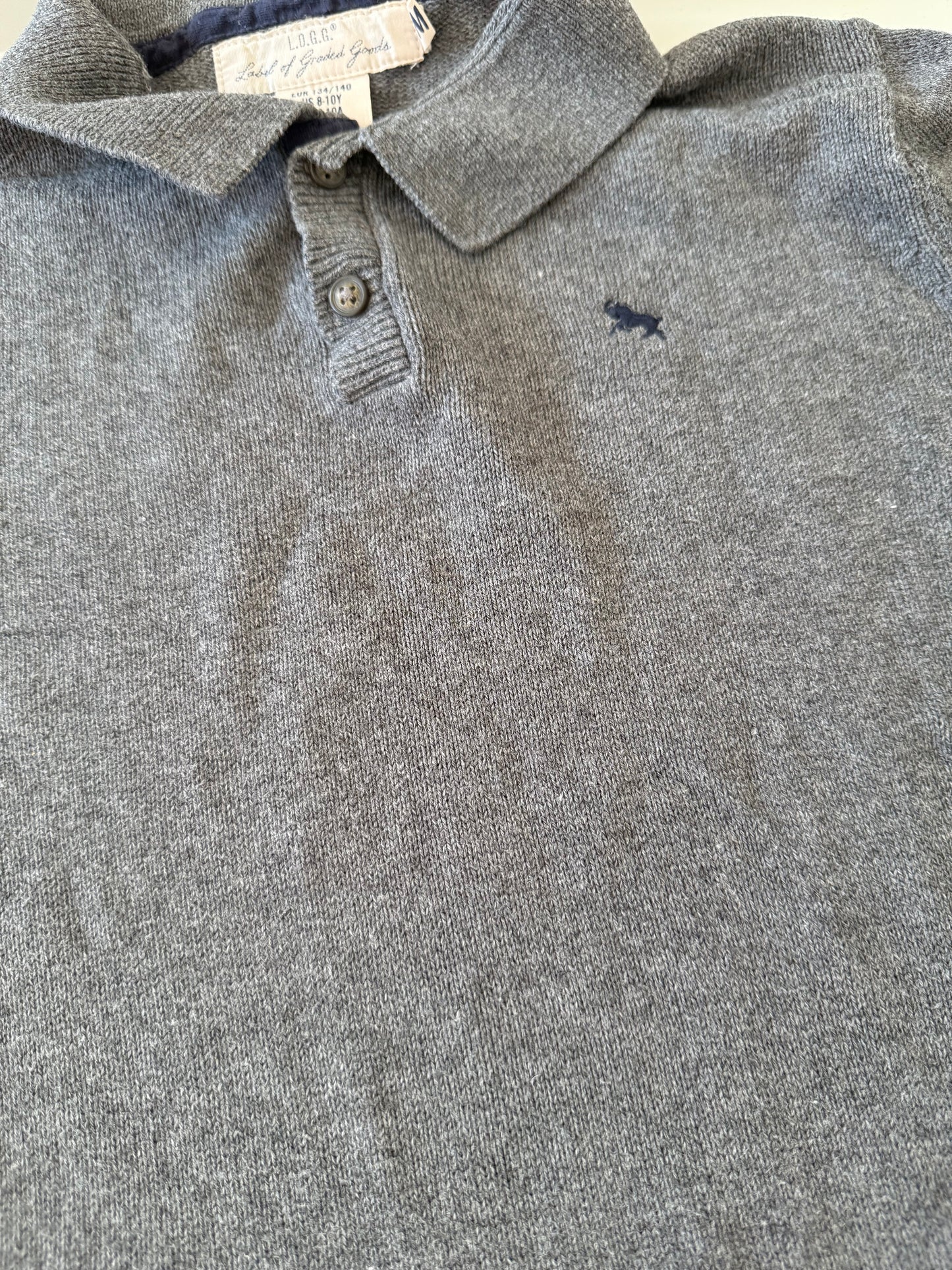 H&M Pullover Polokragen grau 134/140
