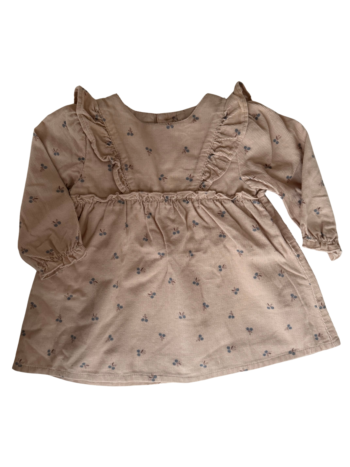 ZARA 
Kleid Feinkord beige Blümchen 68
