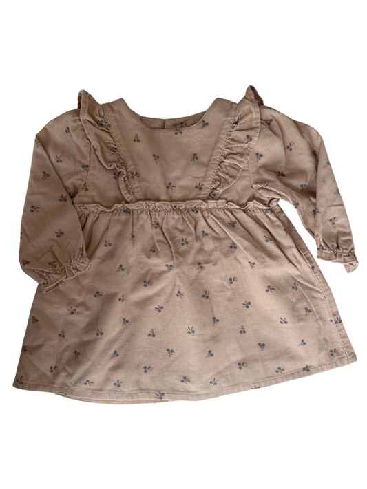 ZARA 
Kleid Feinkord beige Blümchen 68