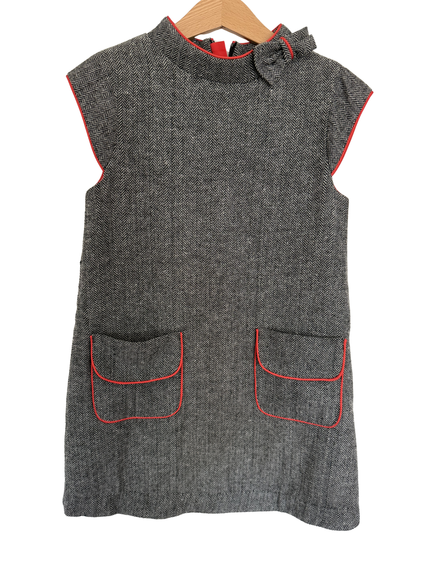 7ART Kleid grau rot 122/128