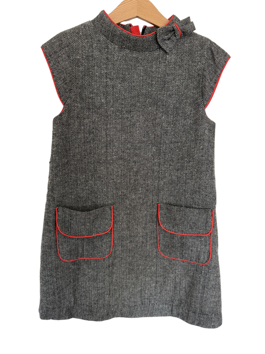 7ART Kleid grau rot 122/128