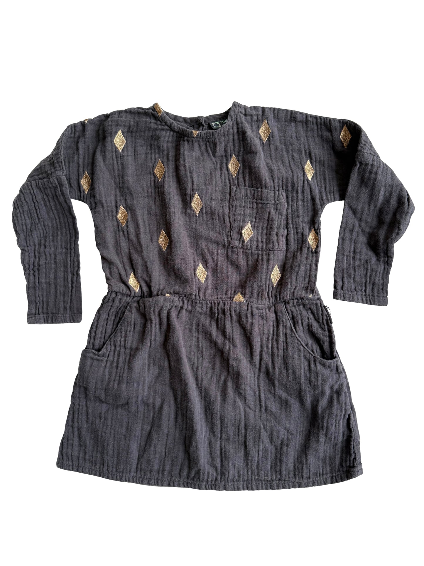 TUMBLE N‘DRY Kleid Musselin dunkelgrau Gold 98