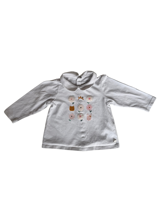 OBAIBI Langarmshirt Kragen weiß Blümchen Print 68