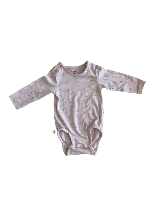 H&M Body Langarm Hasen rosa 62