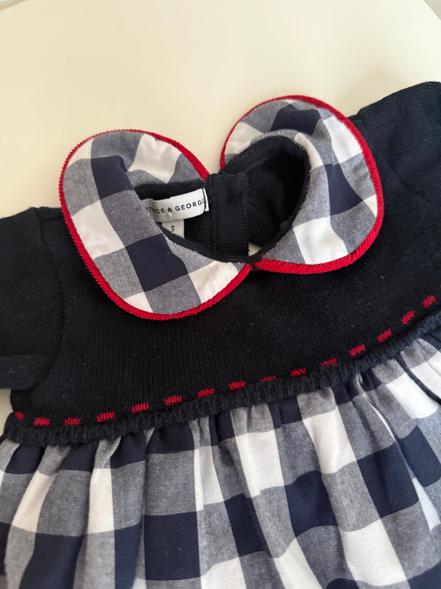 BEATRICE & GEORGE Kleid blau weiß kariert 62/68