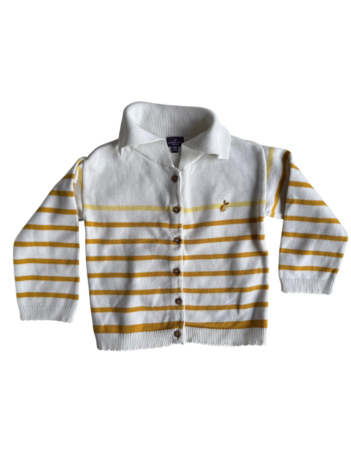 SERGENT MAJOR Strickjacke Streifen weiß gelb 92