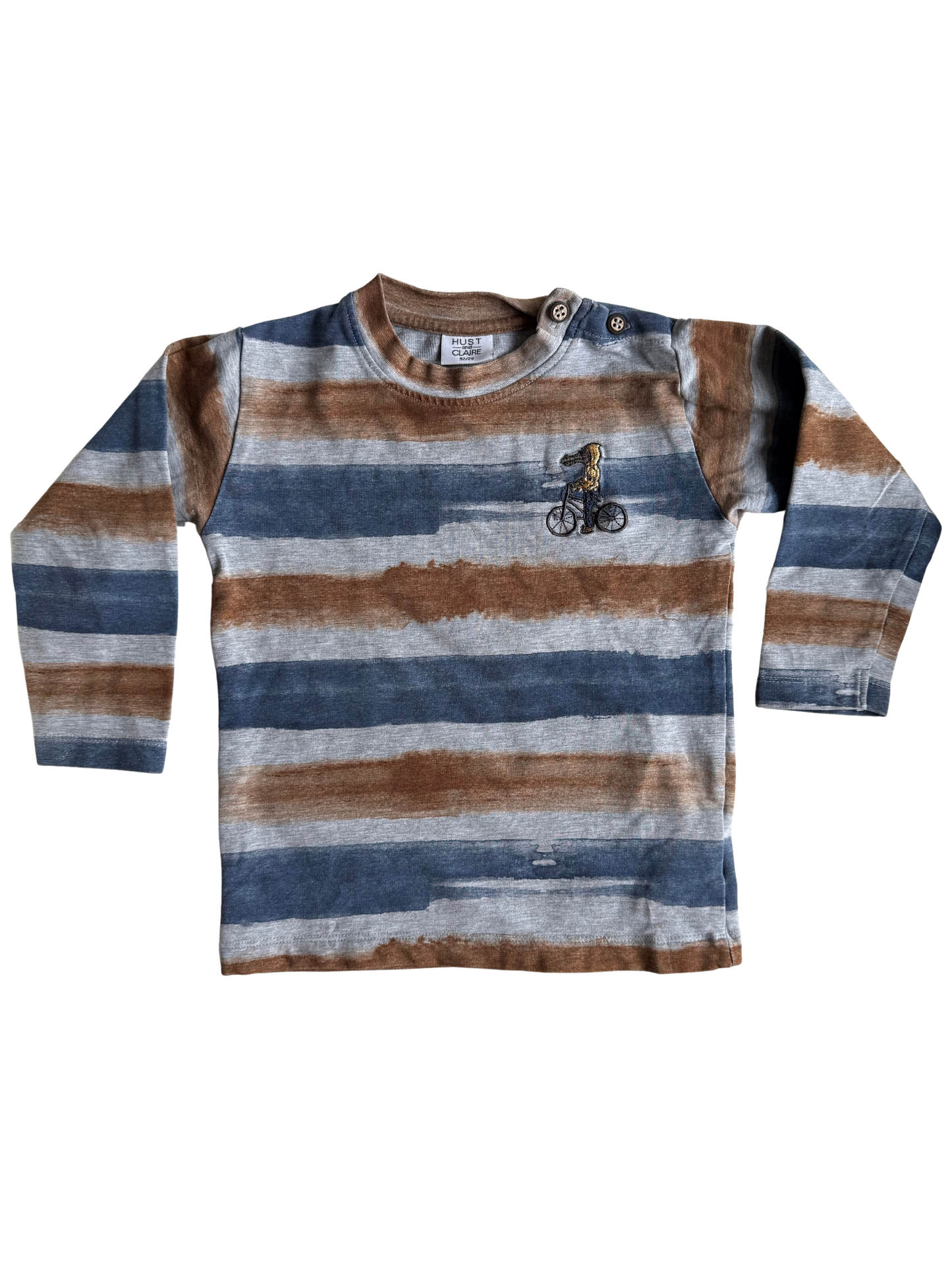 HUST & CLAIRE Langarmshirt gestreift Vogel Fahrrad 92