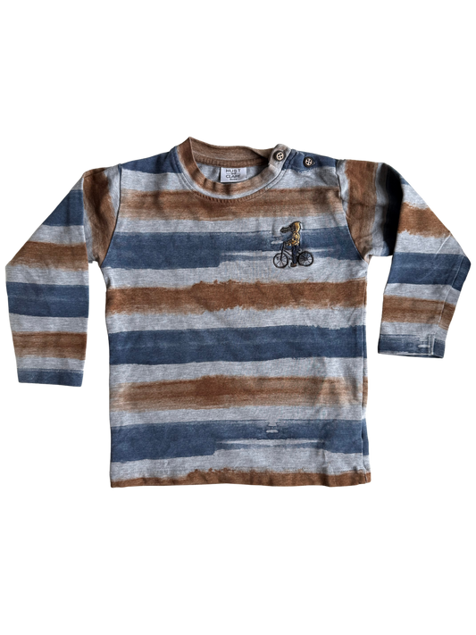 HUST & CLAIRE Langarmshirt gestreift Vogel Fahrrad 92