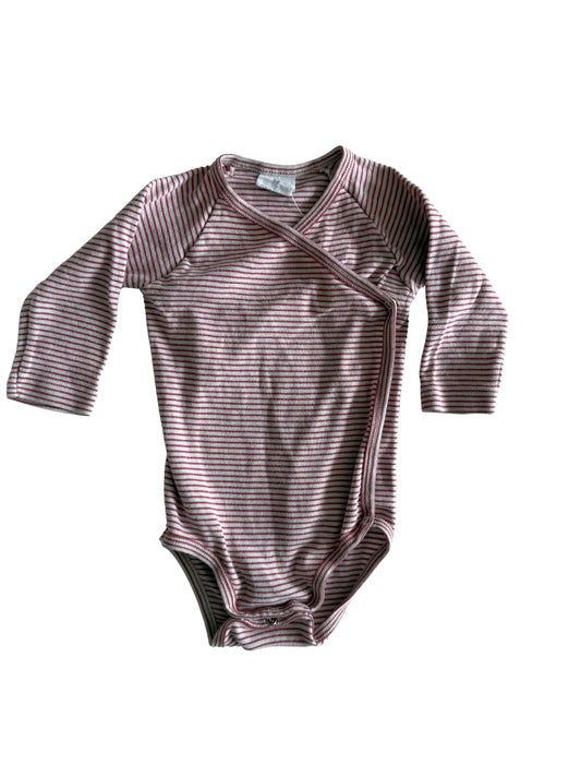 SANETTA Wickelbody altrosa-rot weiß gestreift 68