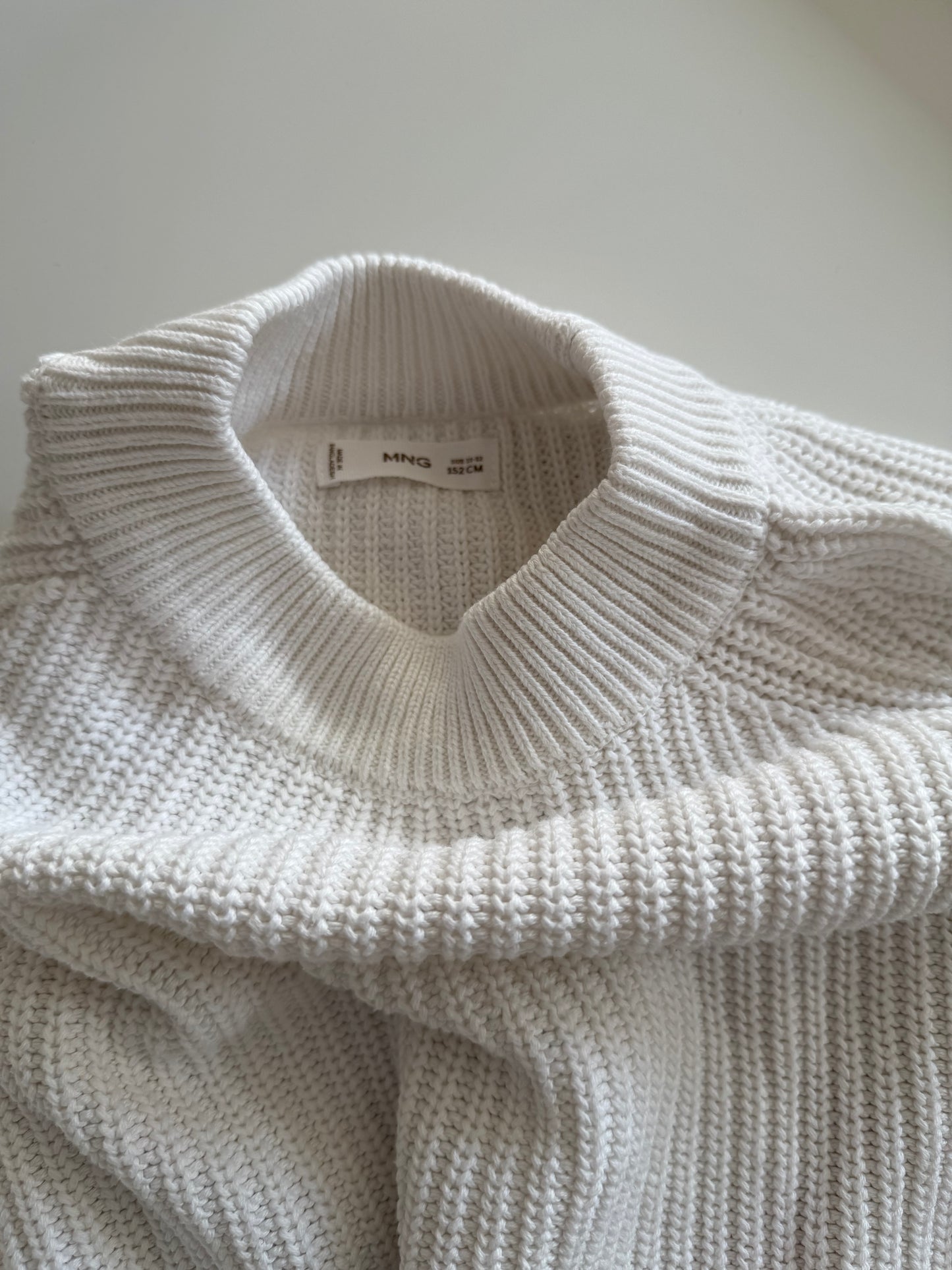 MANGO Pullover Strick cropped weiß 152