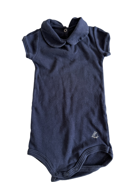 PETIT BATEAU Body kurzarm Kragen dunkelblau 62/68