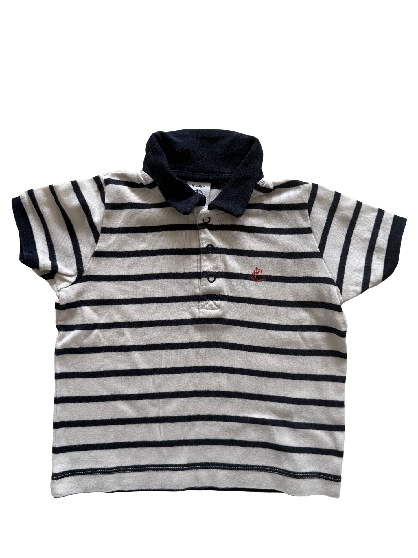 PETIT BATEAU T-Shirt Polo blau weiß gestreift 80