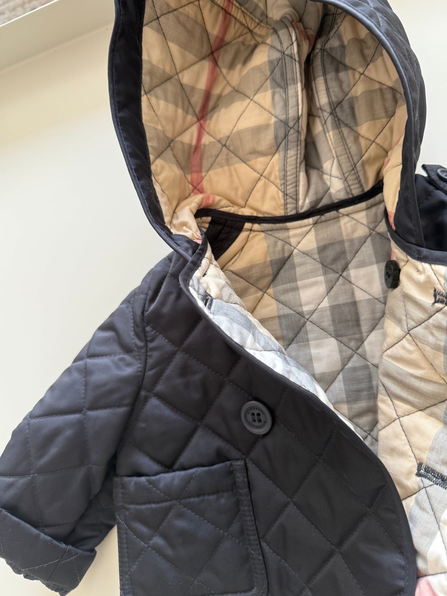 BURBERRY Steppjacke dunkelblau Check 62/68