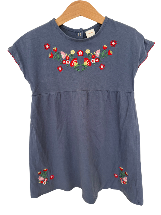 PUSBLU Kleid blau Blümchen Stickerei 98