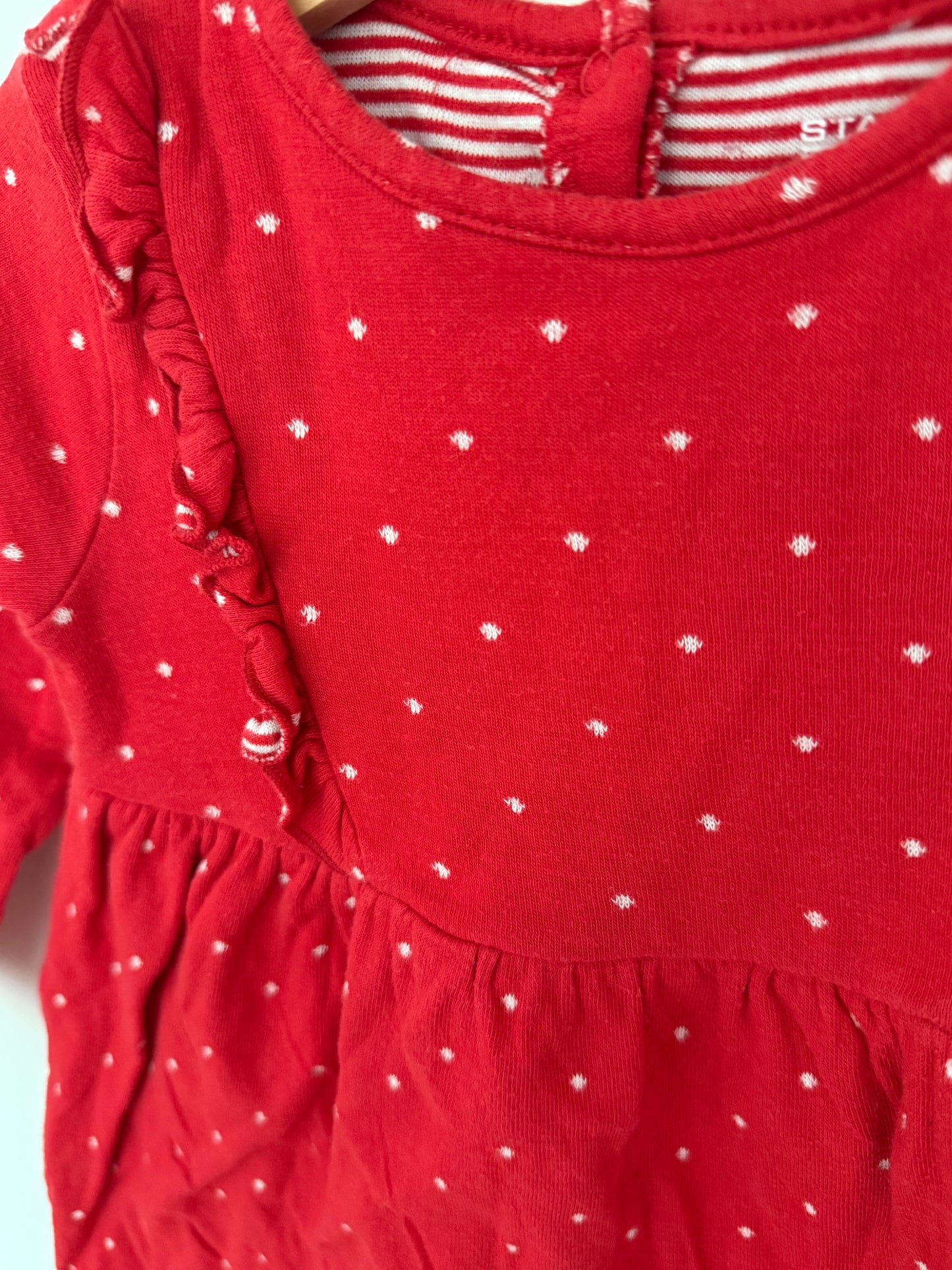 STACCATO Kleid Strick rot weiß 80