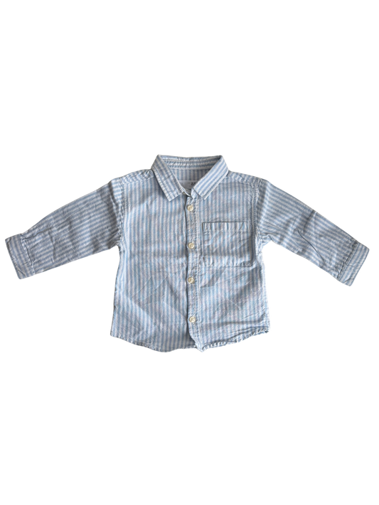 ZARA Oxford Hemd blau weiß gestreift 80