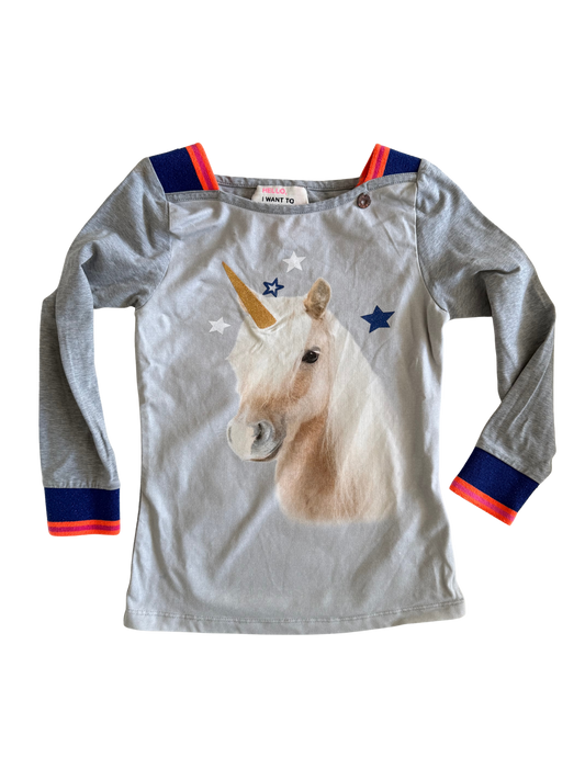 MIM-PI Langarmshirt grau Einhorn 122