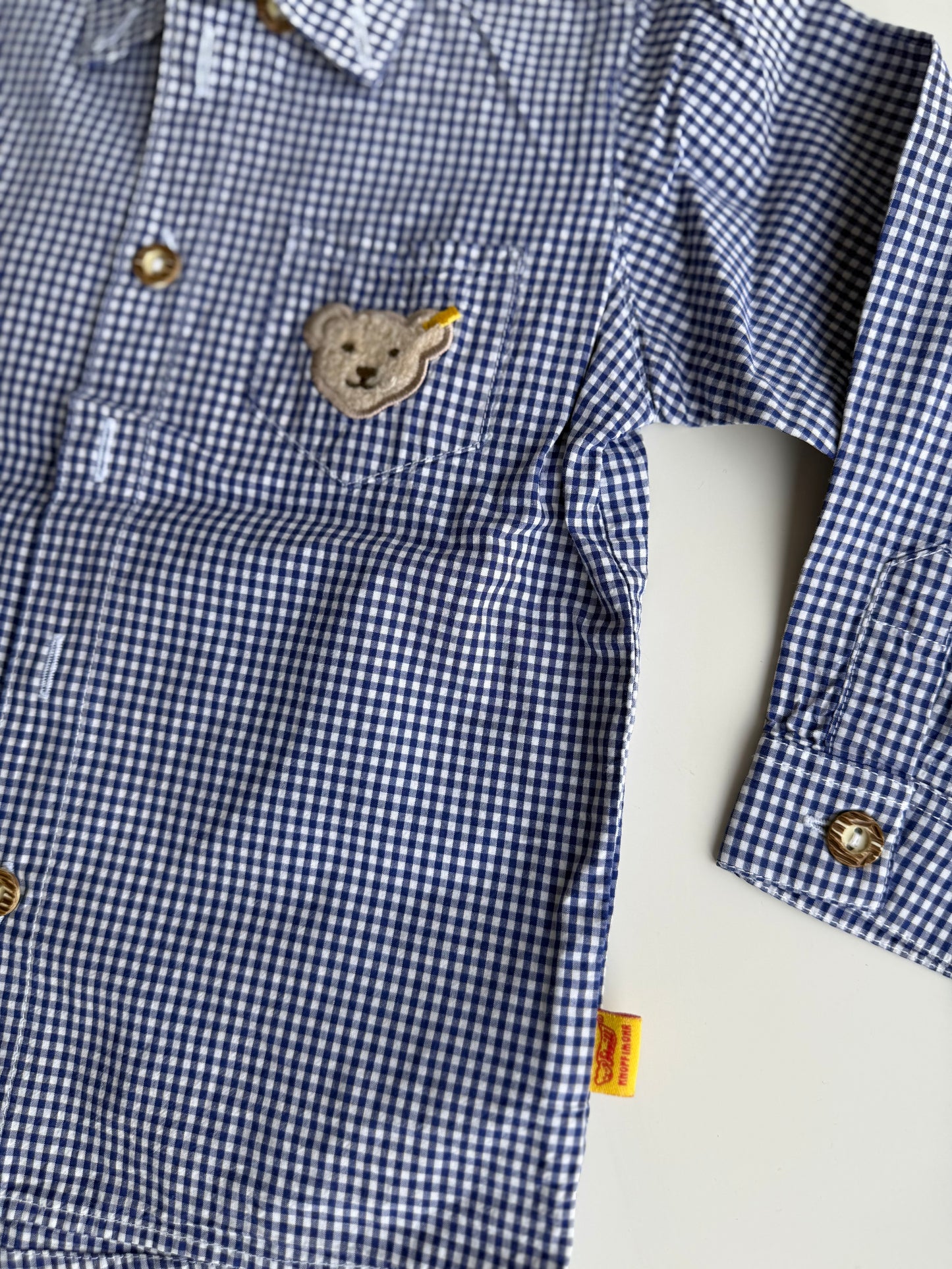 STEIFF Hemd Tracht blau weiß Bärchen 86