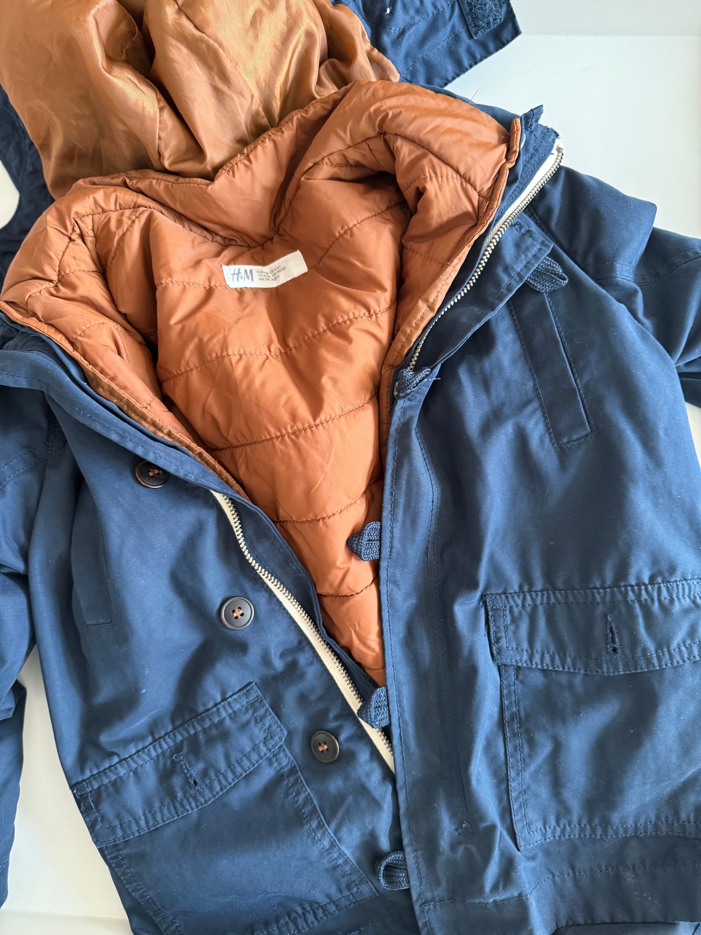 H&M Herbst- und Winterjacke dunkelblau braun 110