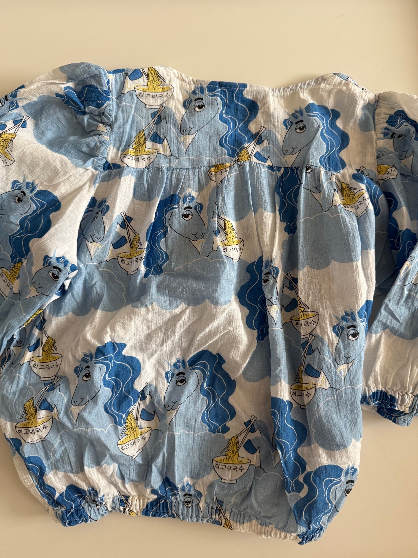 MINI RODINI Bluse Einhörner blau weiß 128/134