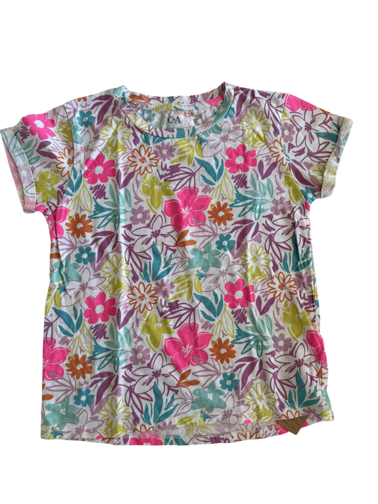 C&A T-Shirt Blumen neon 134