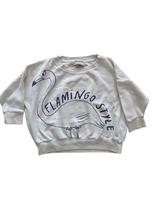 BOBO CHOSES Sweatshirt Flamingo weiß 92/98