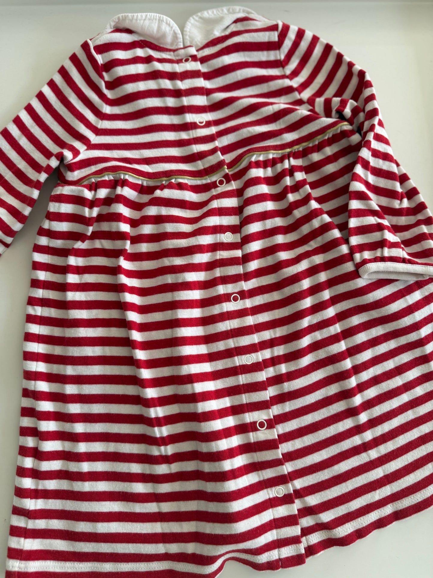 PETIT BATEAU Kleid rot weiß Gold 86