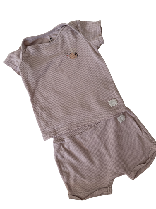 H&M Set T-Shirt Shorts altrosa Biene 68