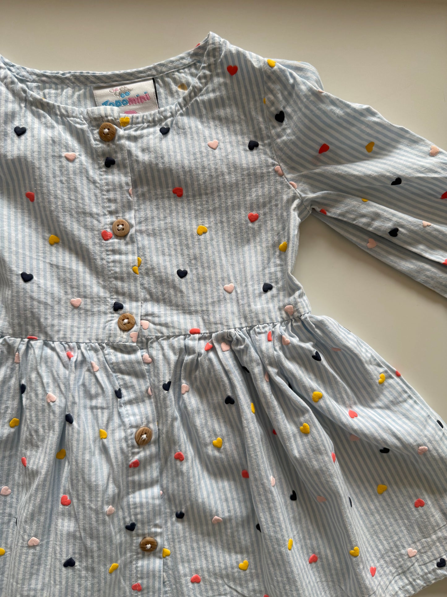 TOPOMINI Kleid hellblau bunt langarm 74