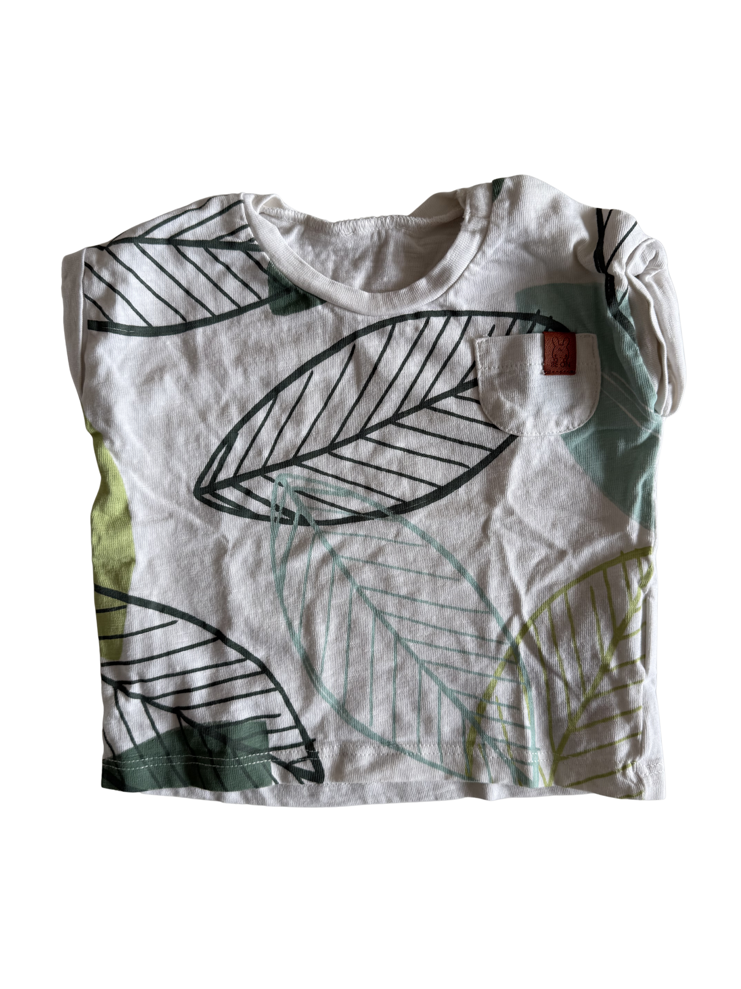 BENETTON T-Shirt Pflanzen weiß grün 62