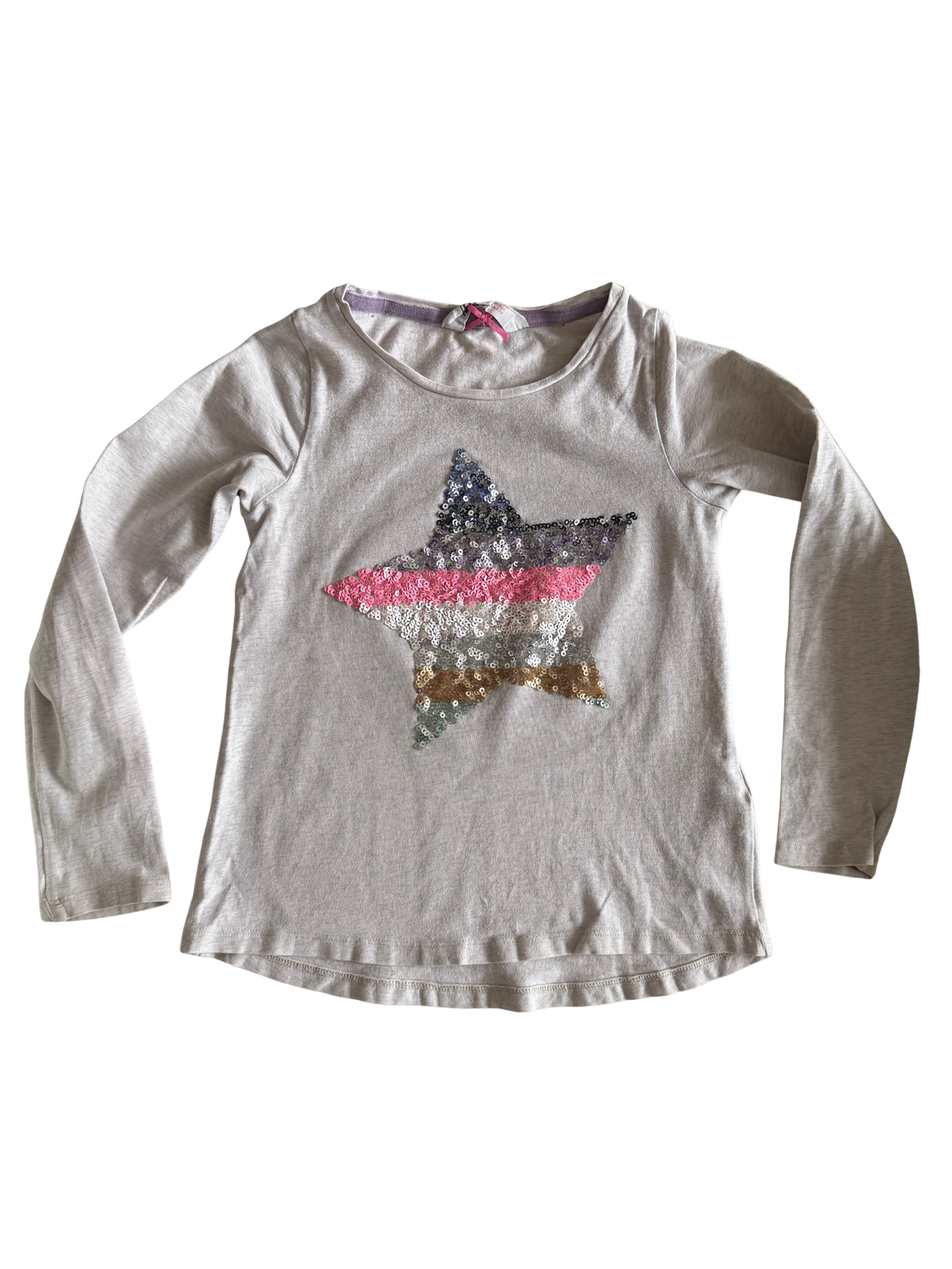 H&M Langarmshirt grau Stern pink lila 122/128