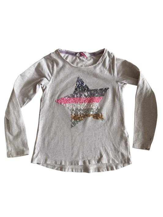 H&M Langarmshirt grau Stern pink lila 122/128