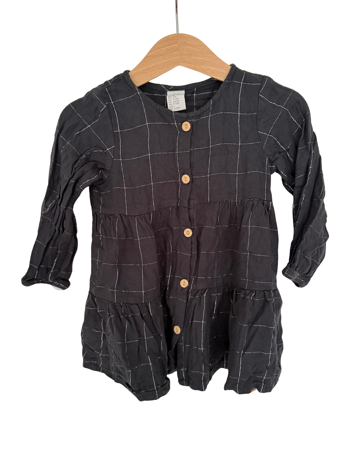 H&M Kleid dunkelgrau silber 80