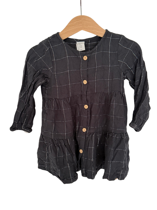 H&M Kleid dunkelgrau silber 80