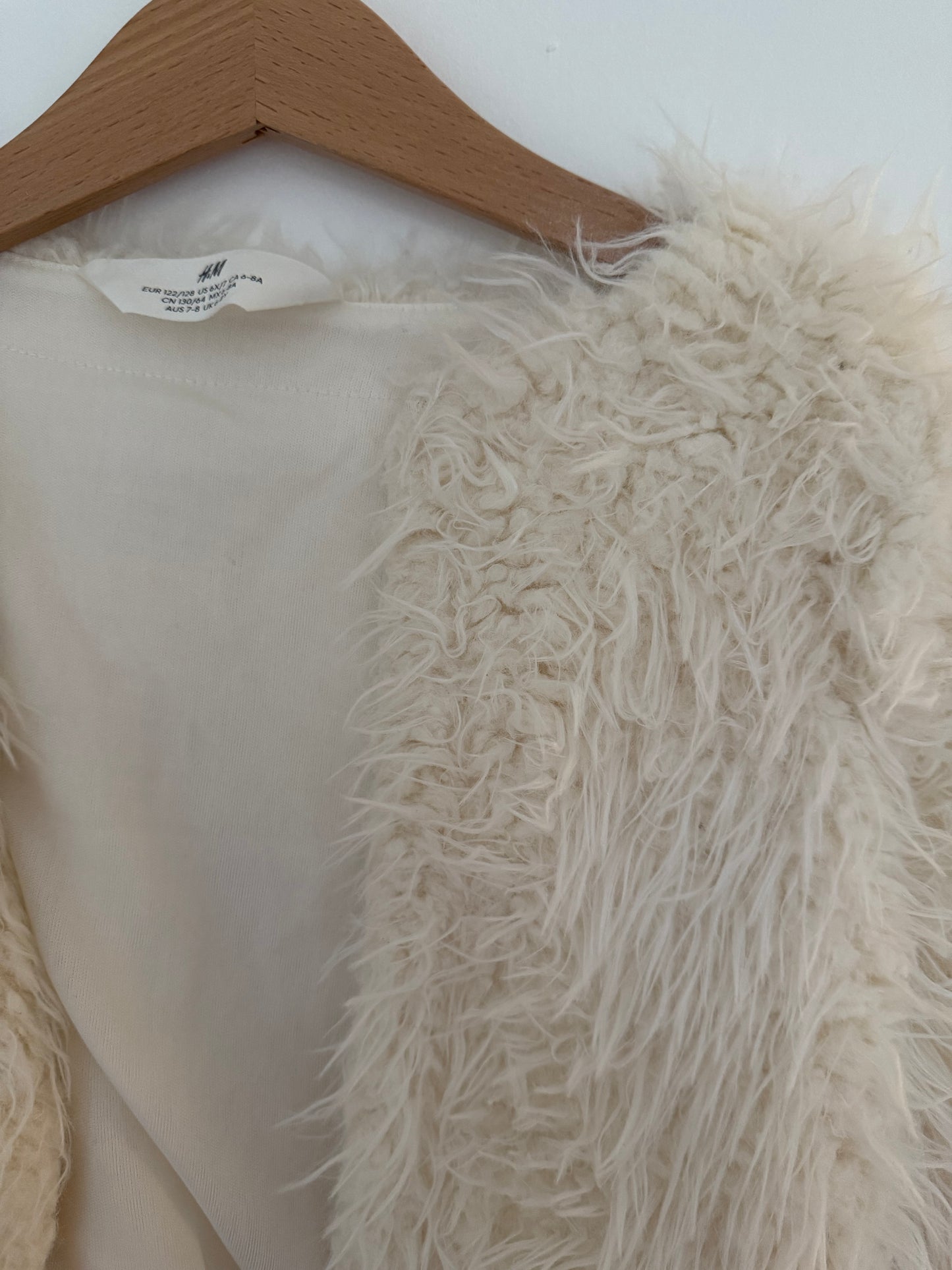 H&M Plüschjacke Strickjacke Blazer weiß 122/128