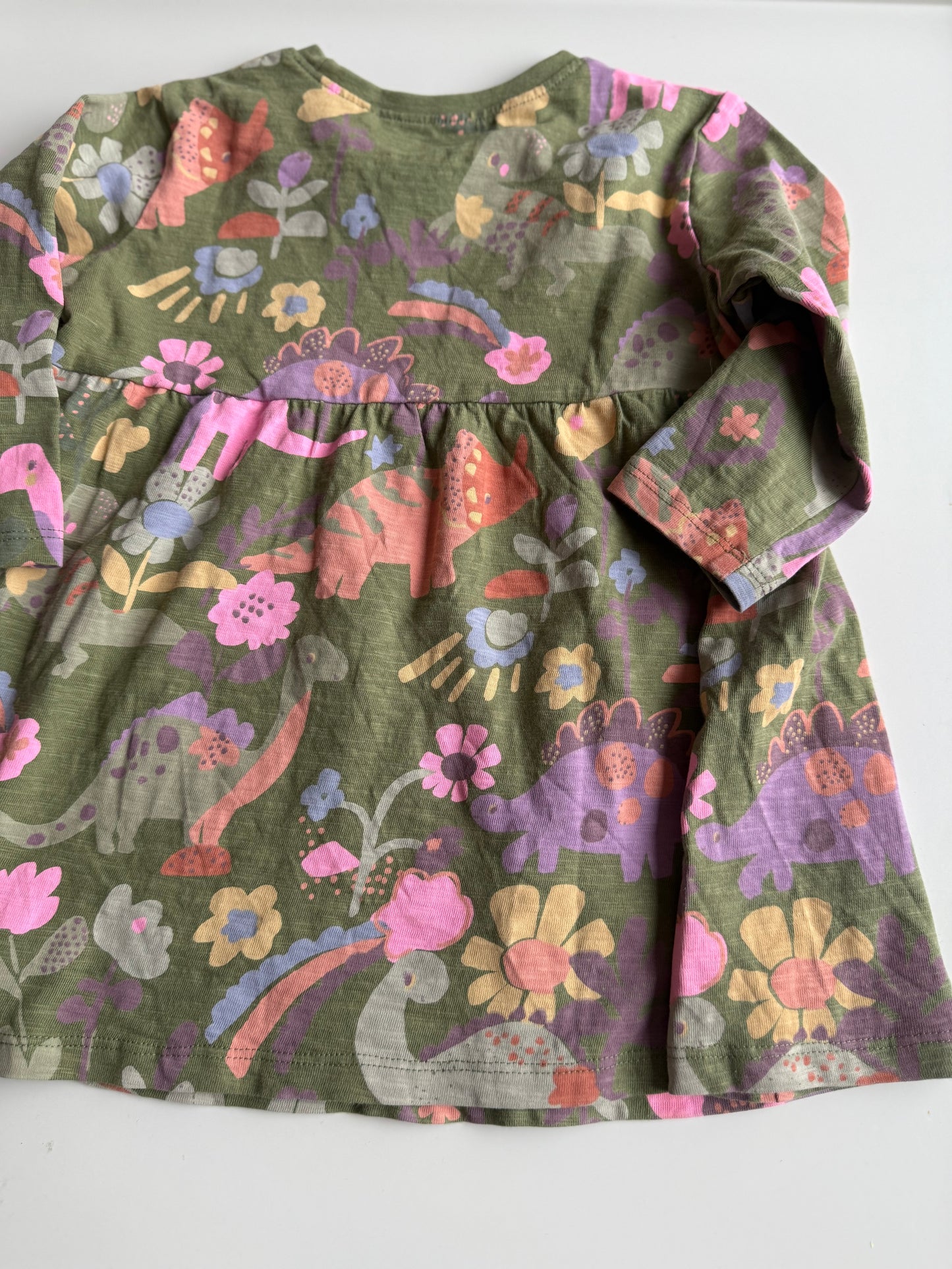 NEXT Kleid Blumen Dinos grün pink 86